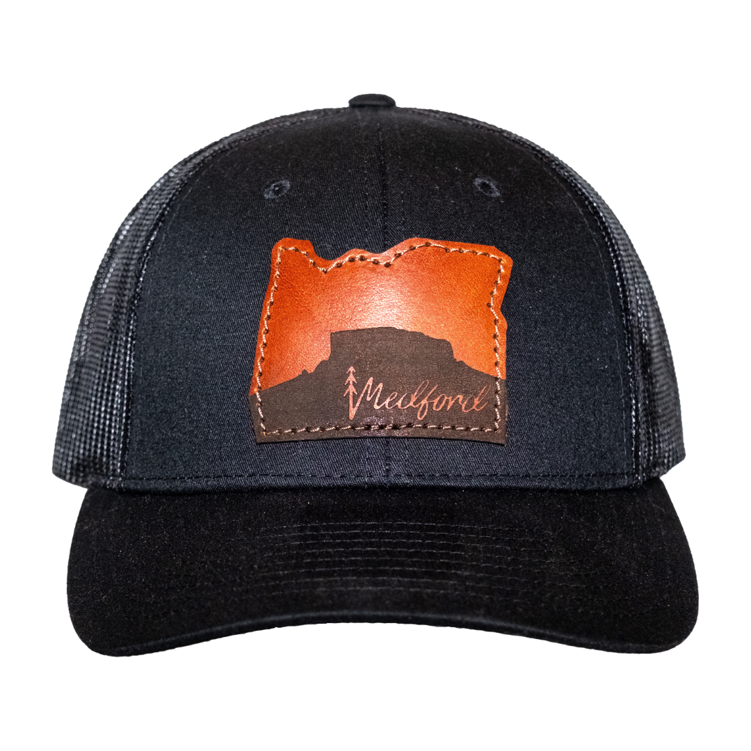 Oregon State Table Rock Leather Patch Snapback Hat Black